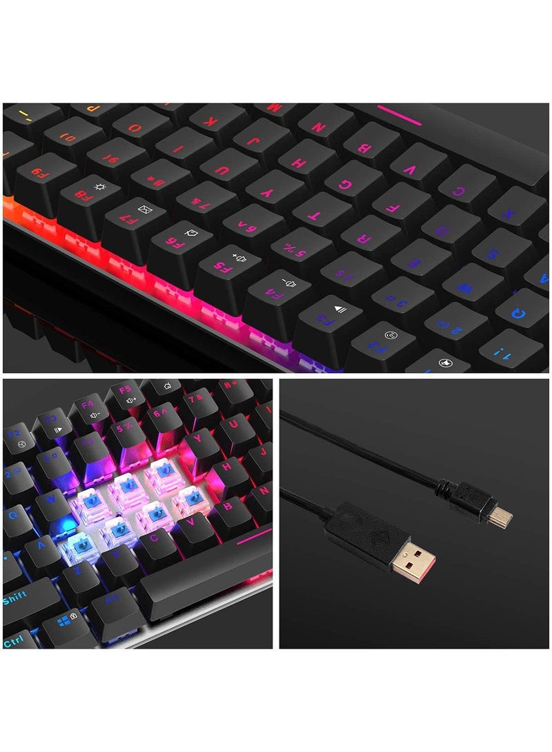 Ajazz - AK33 Gaming 82 keys Mechanical keyboard, RGB backlit Wired keys Computer keyboard for PC Laptop gaming(Blue Switch) - Image 1