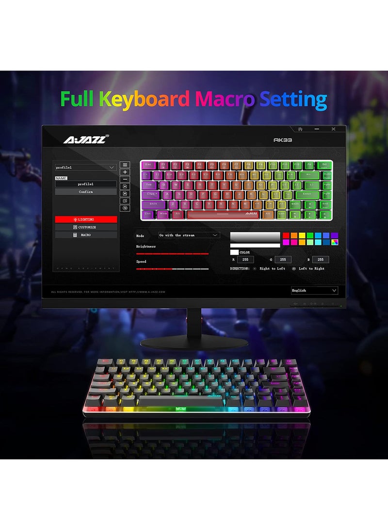 Ajazz - AK33 Gaming 82 keys Mechanical keyboard, RGB backlit Wired keys Computer keyboard for PC Laptop gaming(Blue Switch) - Image 1