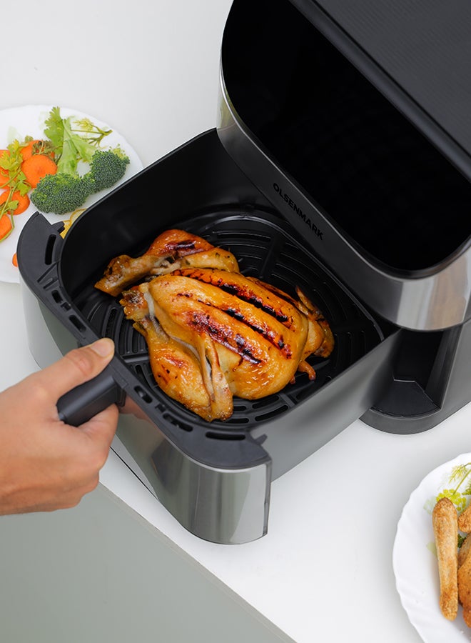 Olsenmark - Digital Air Fryer  with Non-Stick Frying Pot and Tray, Oil Free Cooking/ LED Display with Touch Screen, 10 Preset Cook Modes, 1-60 minutes Timer/ for Making Fries, Steak, Chicken, Meat, Bread/ 2 Years Warranty 6 L 1500 W OMAF2346R Black and Silver - Image 1