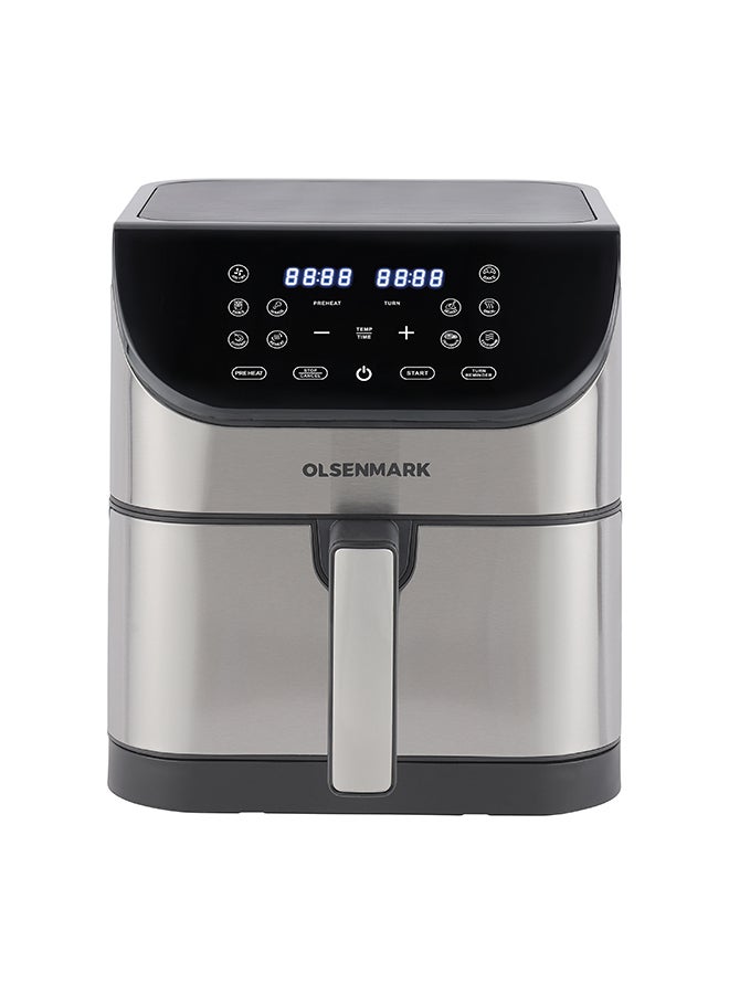 Olsenmark - Digital Air Fryer  with Non-Stick Frying Pot and Tray, Oil Free Cooking/ LED Display with Touch Screen, 10 Preset Cook Modes, 1-60 minutes Timer/ for Making Fries, Steak, Chicken, Meat, Bread/ 2 Years Warranty 6 L 1500 W OMAF2346R Black and Silver - Image 1