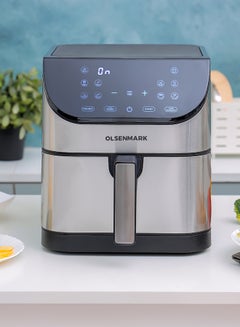 Olsenmark Digital Air Fryer  with Non-Stick Frying Pot and Tray, Oil Free Cooking/ LED Display with Touch Screen, 10 Preset Cook Modes, 1-60 minutes Timer/ for Making Fries, Steak, Chicken, Meat, Bread/ 2 Years Warranty 6 L 1500 W OMAF2346R Black and Silver  - Image 1