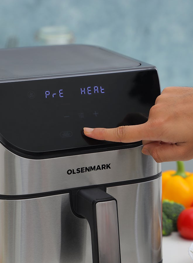 Olsenmark - Digital Air Fryer  with Non-Stick Frying Pot and Tray, Oil Free Cooking/ LED Display with Touch Screen, 10 Preset Cook Modes, 1-60 minutes Timer/ for Making Fries, Steak, Chicken, Meat, Bread/ 2 Years Warranty 6 L 1500 W OMAF2346R Black and Silver - Image 1