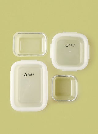 6 Piece Borosilicate Glass Food Container Set - Airtight Lids - Lunch Box - Rectangle + Square - Food Storage Box - Storage Boxes - Kitchen Cabinet Organizers - Glass Food Container - White White 6-Piece (Rectangle/Square) - view 2
