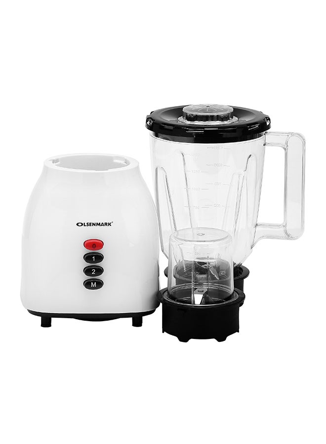 أولسنمارك خلاط بإناء من البلاستيك 2 في 1 مع شفرات من الستانلس ستيل 1.5 L 300 W OMSB2361 أبيض/ أسود  - Image 2