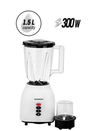 2-In-1 Multifunctional Blender -OLSENMARK OMSB2361, 300W Power, Stainless Steel Blades, 2 Speed Control With Pulse - 1.5L Jar, 1 Grinder Jar With Over Heat Protection And Safety Lock 1.5 L 300 W OMSB2361 White/Black - pnsku/N28840488A/45/_/1746519923/d8b6dc0e-15e5-45d0-aa82-056e53c2243b