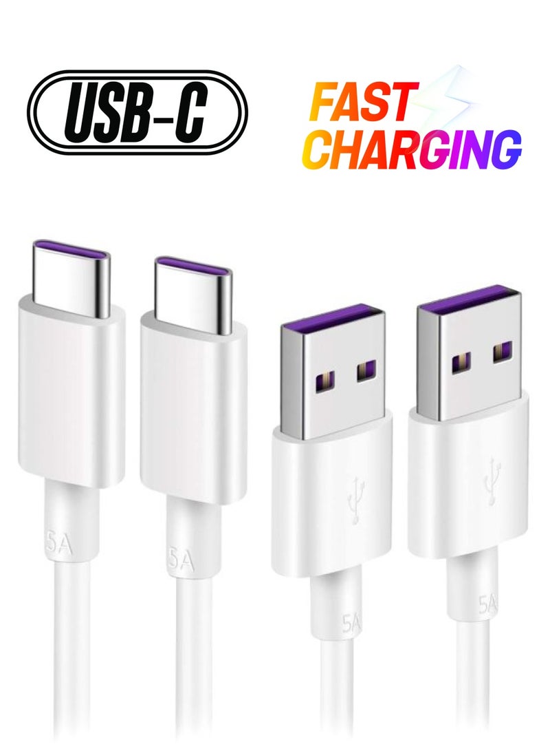 LW 2-Piece Type-C USB Data Sync Charging Cable For Huawei Mate 10/10 Pro/P20 Pro White - Image 1