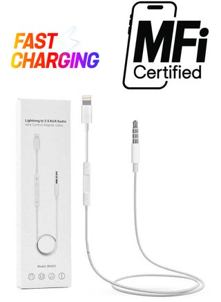 3.5mm Male To Lightning Stereo Audio Aux Cable For Apple iPhone X/XS Max/XR/1/8 Plus/8 White - pnsku/N28851782A/45/_/1738233086/8cef894d-6170-4f90-9d81-25c9cb97ee5b