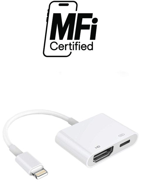Lightning To HDMI Adapter For Apple iPhone/iPad White