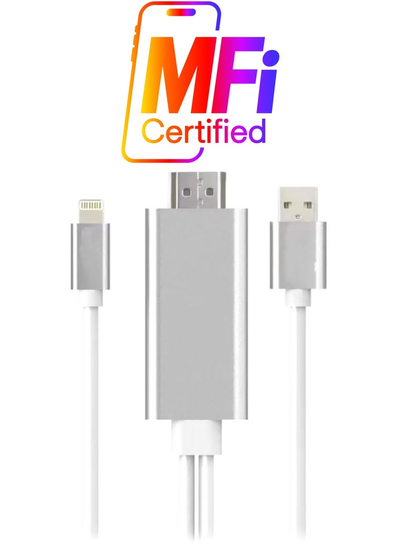 Generic - 3-In-1 Lightning To TV AV USB Cable For Apple Devices Silver/White - Image 1