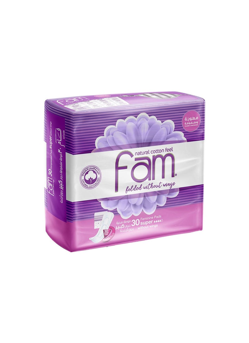 فام فوط صحية ثلاثية الطي سوبر 30 قطعة