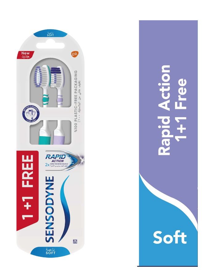Sensodyne Assorted 2-Piece Rapid Action Toothbrush White 75cm
