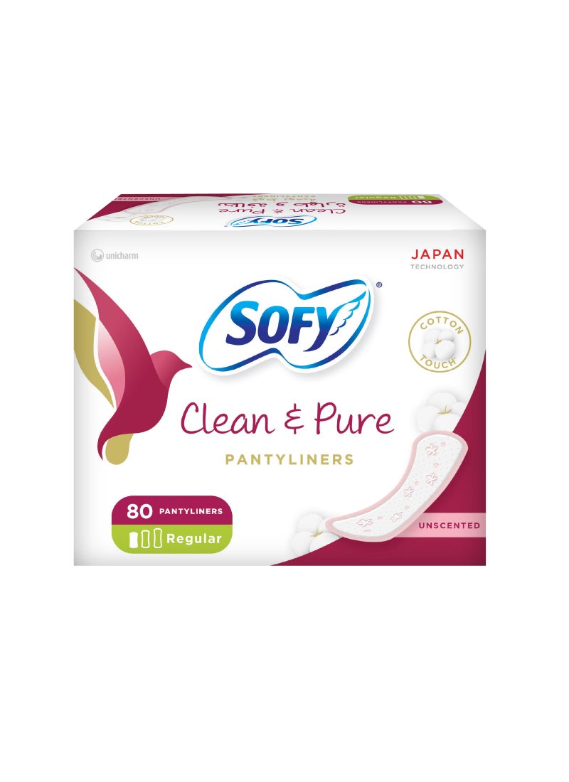 Sofy Clean And Pure Daily Panty Liner Unscented Pack of 80 Multicolor 500grams