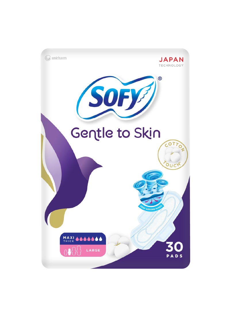 Sofy Gentle To Skin Sanitary Slim Large Pads With Wings Pack of 30 Multicolour - Image 1