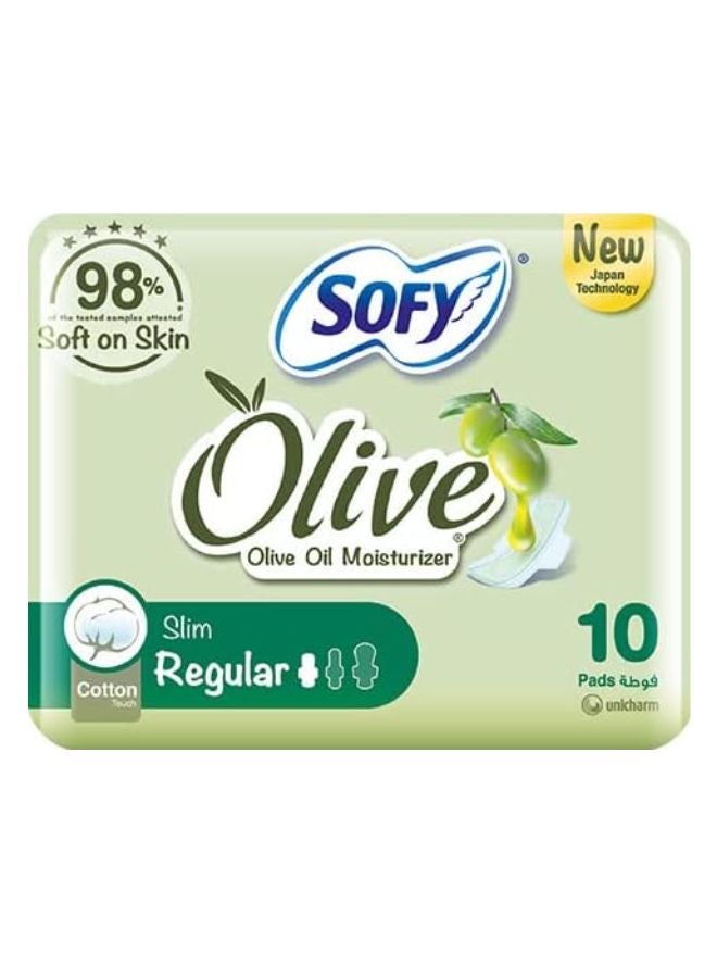 Sofy Olive Slim Regular Sanitary Pads With Wings 10 Pieces 