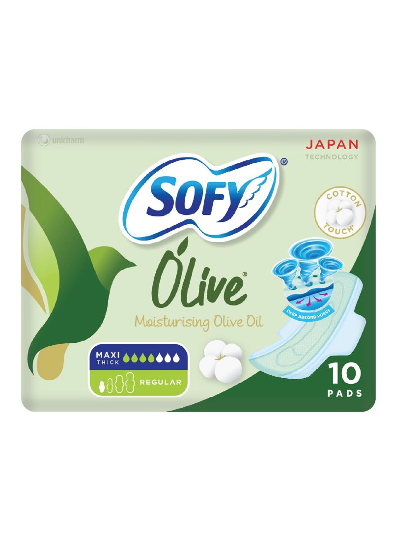 Sofy Olive Sanitary Pads With Wings Slim Regular Pack of 10
