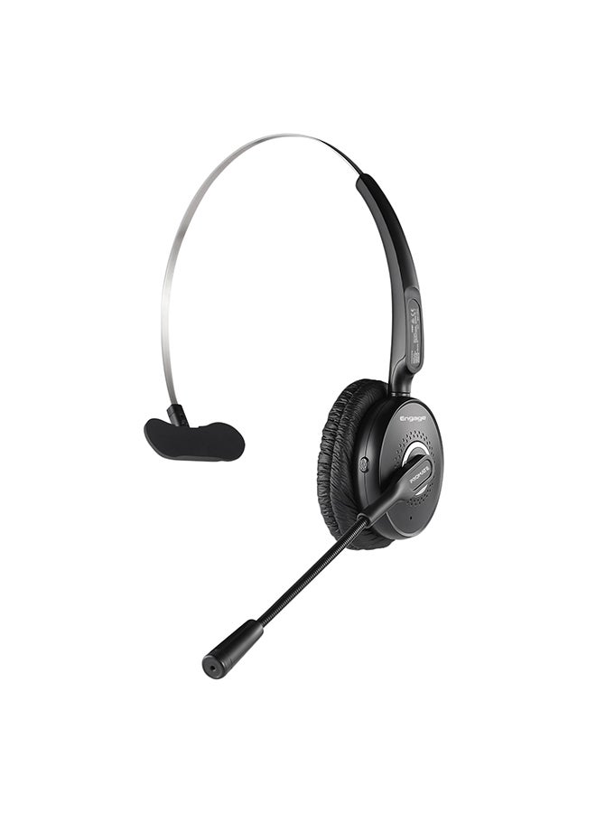 PROMATE Wireless Mono Headset, Premium Bluetooth Headphone with Noise Cancelling Mic, HD Voice, Built-In Controls and Adjustable Fit Headband for Skype, Stage Speaker, Teaching, Engage Black - Image 1