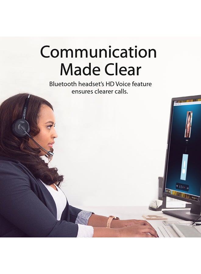 PROMATE Wireless Mono Headset, Premium Bluetooth Headphone with Noise Cancelling Mic, HD Voice, Built-In Controls and Adjustable Fit Headband for Skype, Stage Speaker, Teaching, Engage Black - Image 4