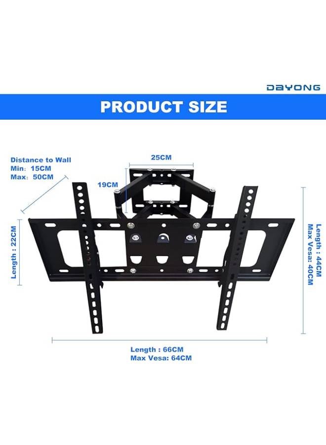 Full Motion TV Wall Mount for 32–70 Inch TVs – Swivel, Tilt, and Extend Black - Image 2