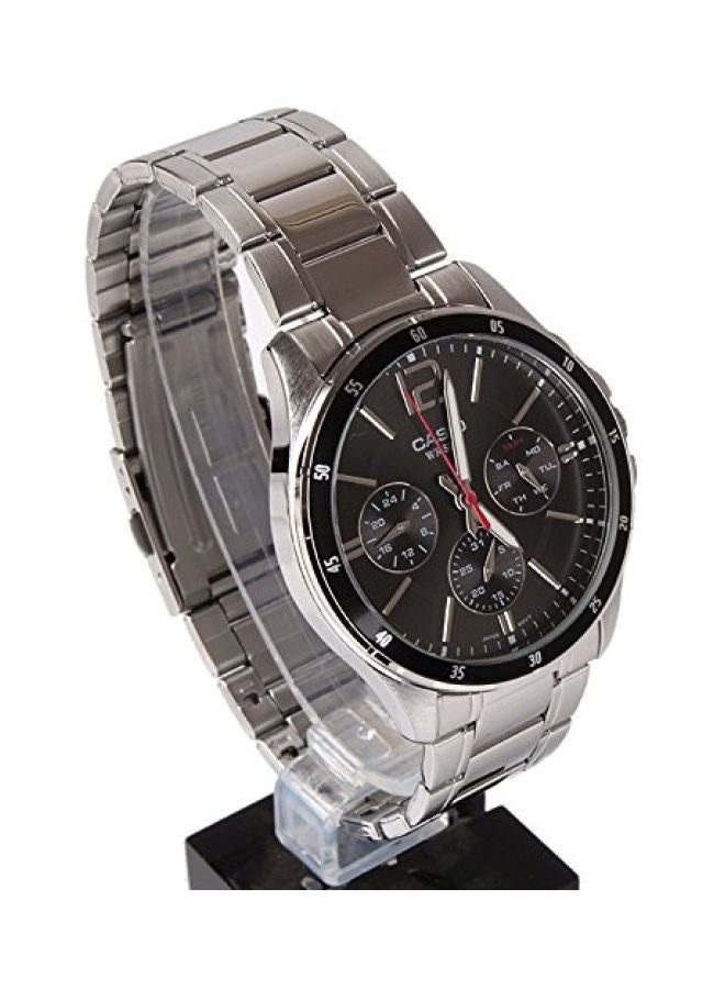 كاسيو ساعة يد بعقارب وسوار معدني طراز MTP-1374D-1AVDF - 44 مم - فضي للرجال - Image 4