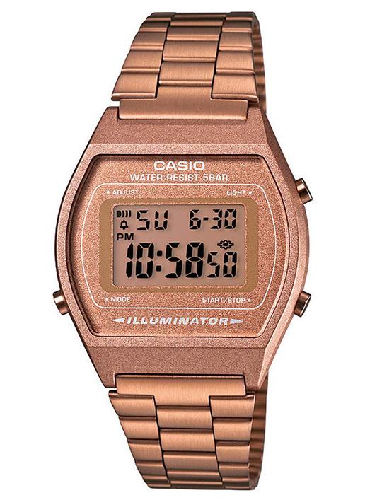 كاسيو ساعة يد رقمية بسوار من الستانلس ستيل مقاومة للماء طراز B640WC-5ADF - مقاس 35 مم - لون ذهبي وردي للنساء - Image 1