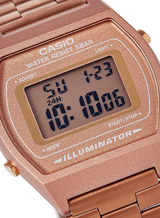 كاسيو ساعة يد رقمية بسوار من الستانلس ستيل مقاومة للماء طراز B640WC-5ADF - مقاس 35 مم - لون ذهبي وردي للنساء - Image 4