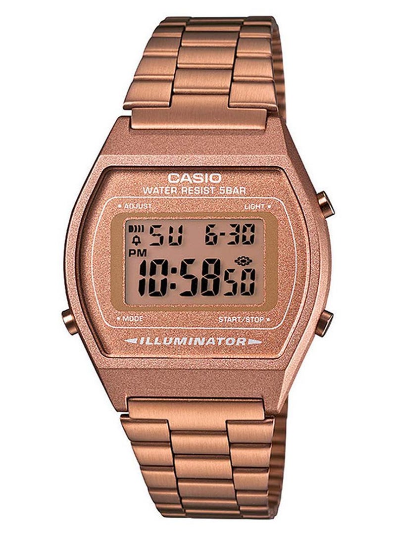 كاسيو ساعة يد رقمية بسوار من الستانلس ستيل مقاومة للماء طراز B640WC-5ADF - مقاس 35 مم - لون ذهبي وردي للنساء - Image 1