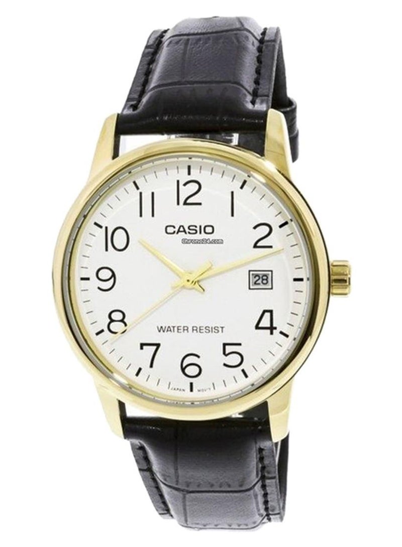 CASIO Men's Leather Analog Wrist Watch MTP-V002GL-7B2UDF - 37 mm - Black - Image 1
