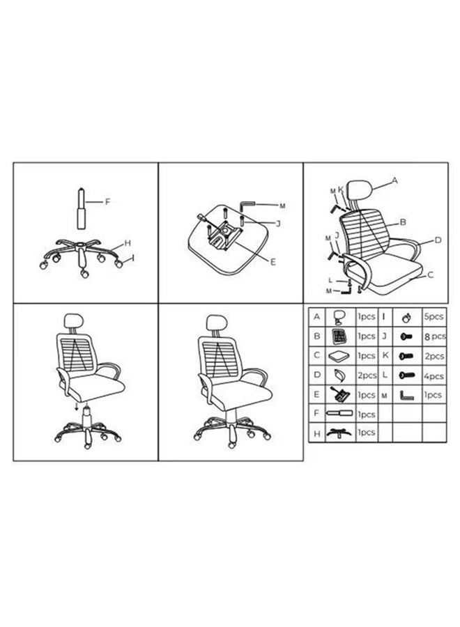 Swivel Mesh Comfort Office Chair, Ergonomic Height Adjustable Desk Chair with Lumbar Support Backrest&Headrest and Armrests Black 49x49x70cm - pnsku/N28921006A/45/_/1718266771/af6d06c8-1f2e-45c0-bc74-2e564e3ae6a8