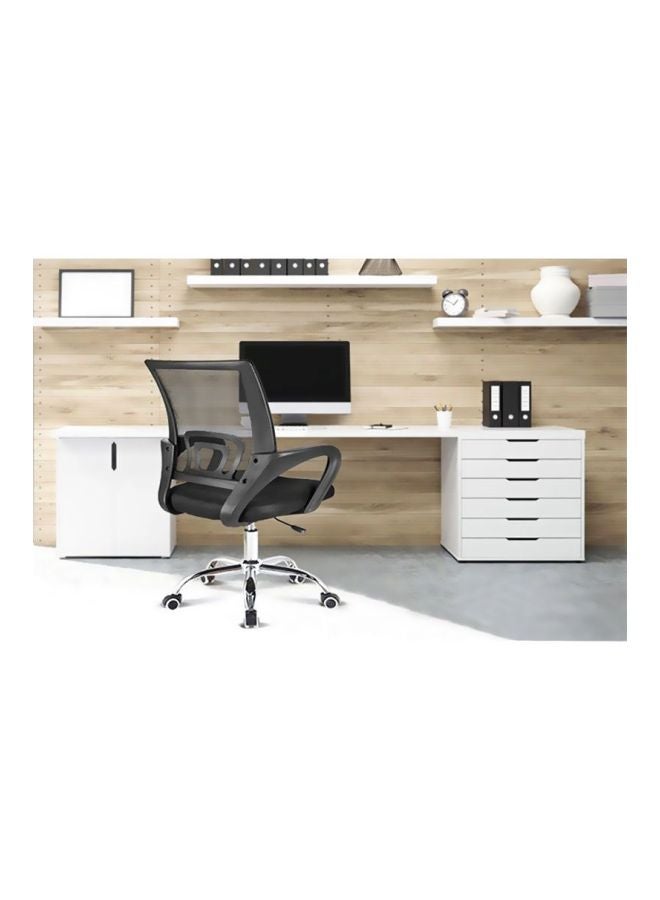 ال دبليو كرسي مكتب شبكي قابل للتعديل بأرجل معدنية أسود 25x55x50سم - Image 2