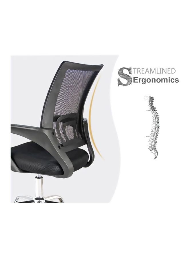 ال دبليو كرسي مكتب شبكي قابل للتعديل بأرجل معدنية أسود 25x55x50سم - Image 3