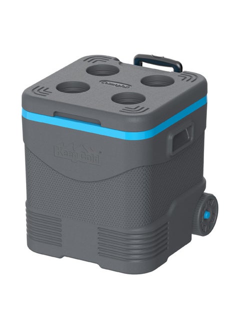 Keep Cold Plastic Picnic Trolley Icebox Roller Cooler with Wheels 45 Liters Grey 45.0Liters