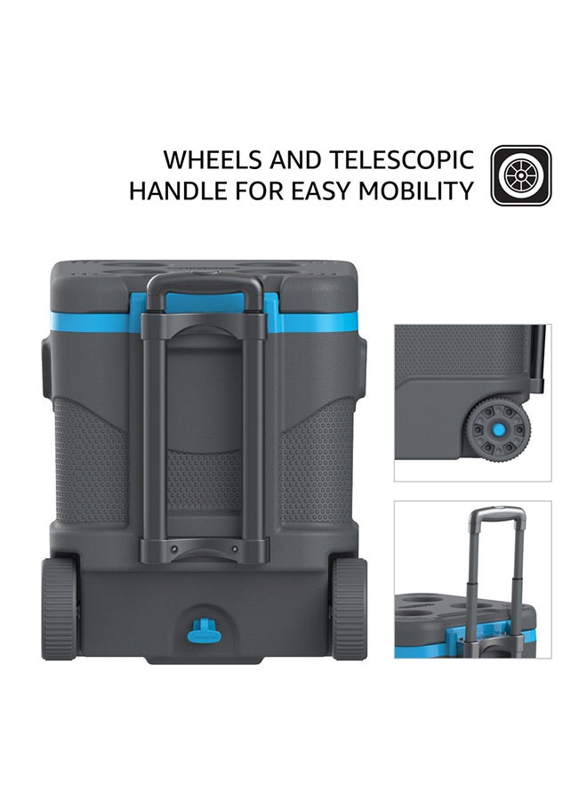 Cosmoplast - Keep Cold Plastic Picnic Trolley Icebox Roller Cooler with Wheels 45 Liters Grey 45.0Liters - Image 1