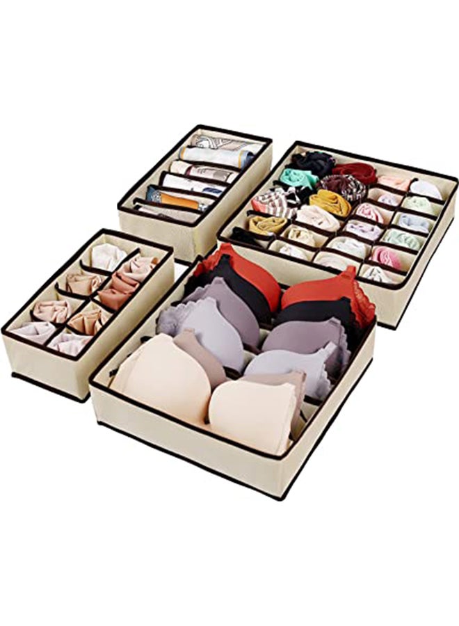 4-Piece Simplized Closet Underwear Organizers Set Beige 13.5inch - Image 2