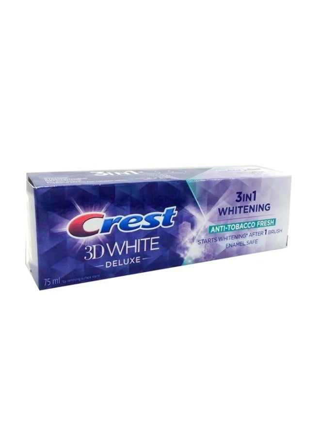 Crest 3D White Deluxe Anti Tobacco Fresh Whitening Toothpaste 75ml