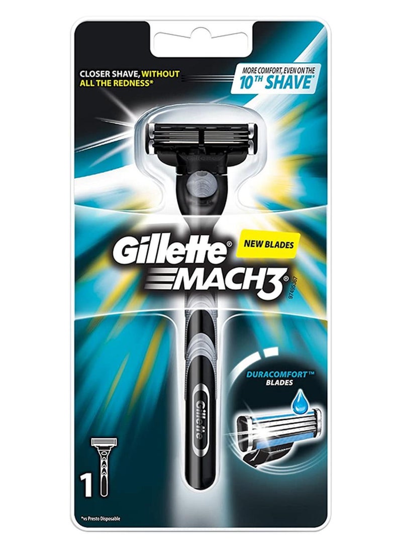 Gillette Mach3 Razor With Blade Silver/Black - Image 1