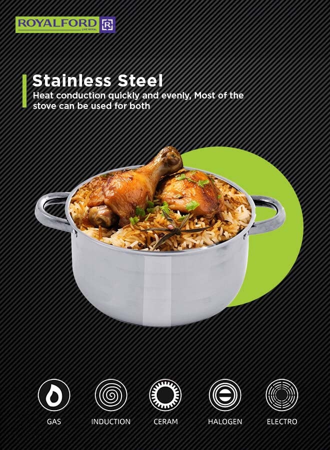 رويال فورد طقم أواني طهي و قدور من الستانلس ستيل مكون من 12 قطعة فضي 26x12.8سم - Image 4