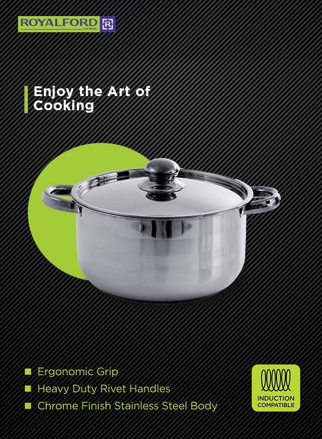 رويال فورد طقم أواني طهي و قدور من الستانلس ستيل مكون من 12 قطعة فضي 26x12.8سم - Image 2