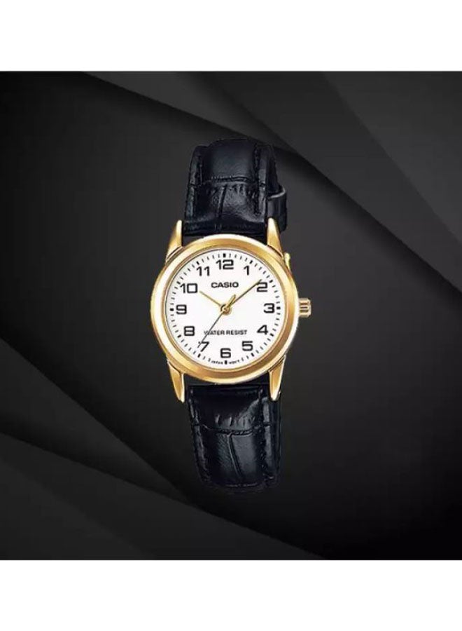 CASIO Women's Water Resistant Leather Analog Watch LTP-V001GL-7BUDF - 31 mm - Black - Image 5