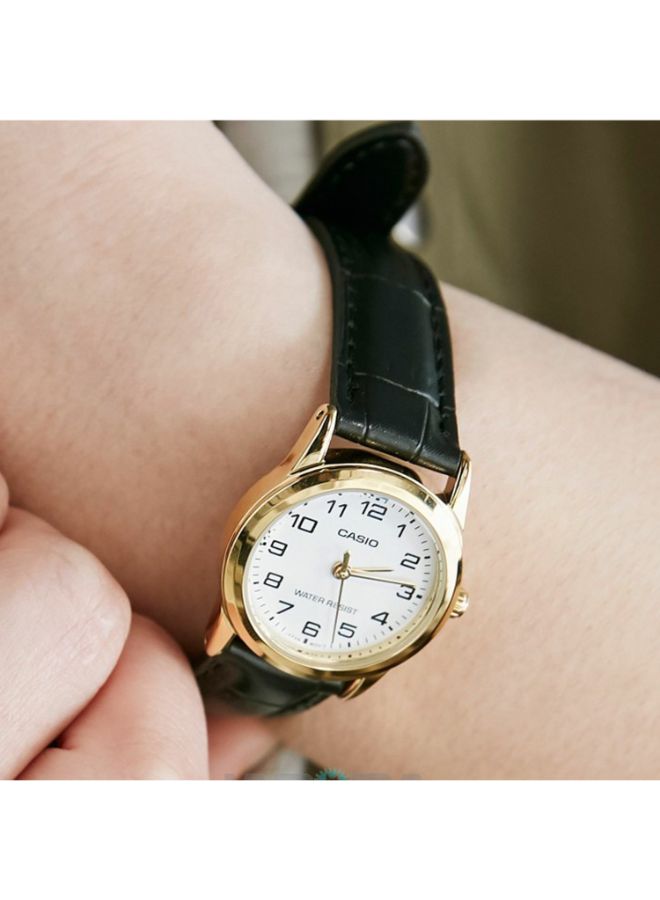 CASIO Women's Water Resistant Leather Analog Watch LTP-V001GL-7BUDF - 31 mm - Black - Image 3