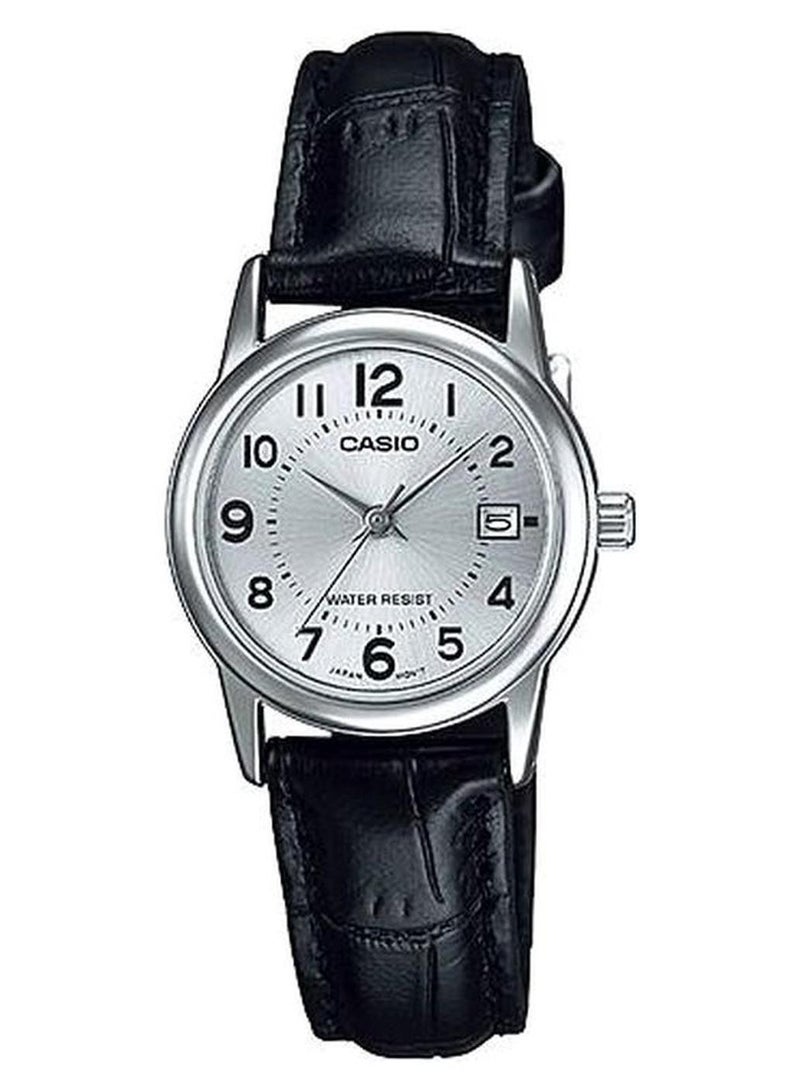 كاسيو ساعة يد بعقارب وسوار من الجلد طراز LTP-V002L-7BUDF - 31 مم - أسود للنساء - Image 1