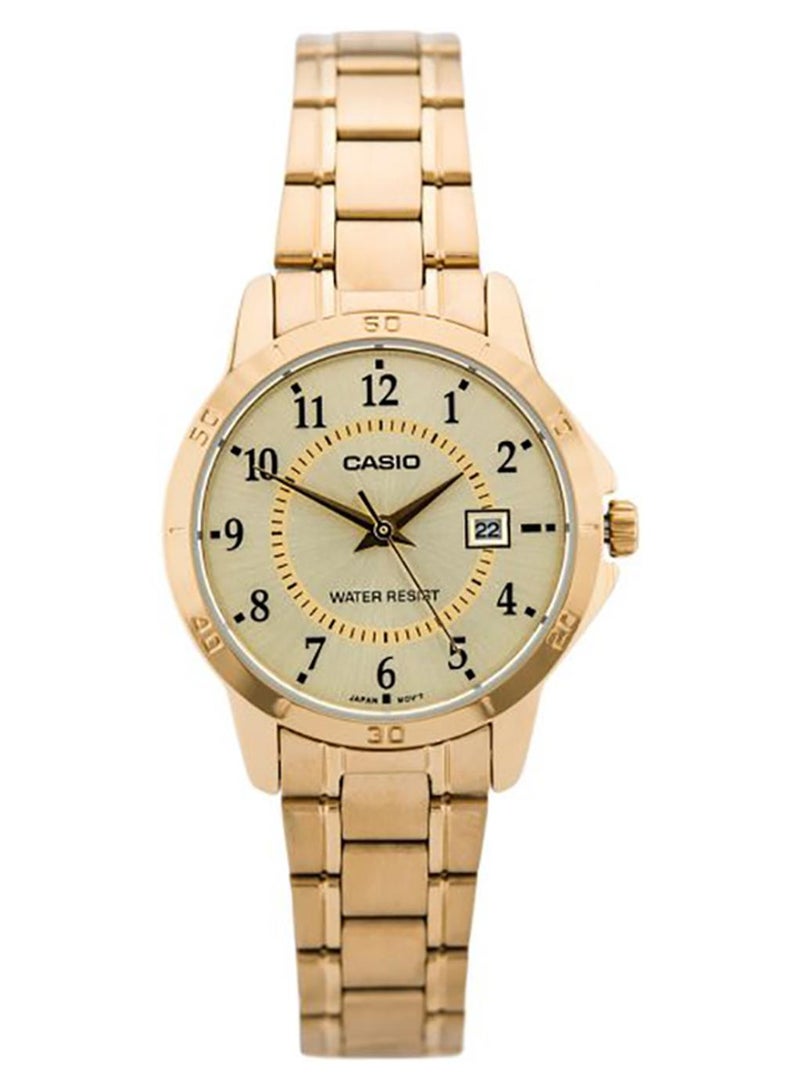 CASIO Women's Women's Water Resistant Analog Watch LTP-V004G-9BUDF - 30 mm - Gold - Image 1