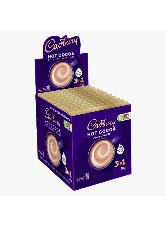 Cadbury Hot Cocoa Coffee Powder 30grams Pack of 10 - Image 1