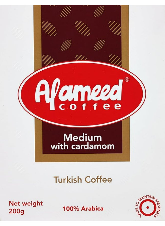 Turkish Medium Coffee With Cardamom 200grams