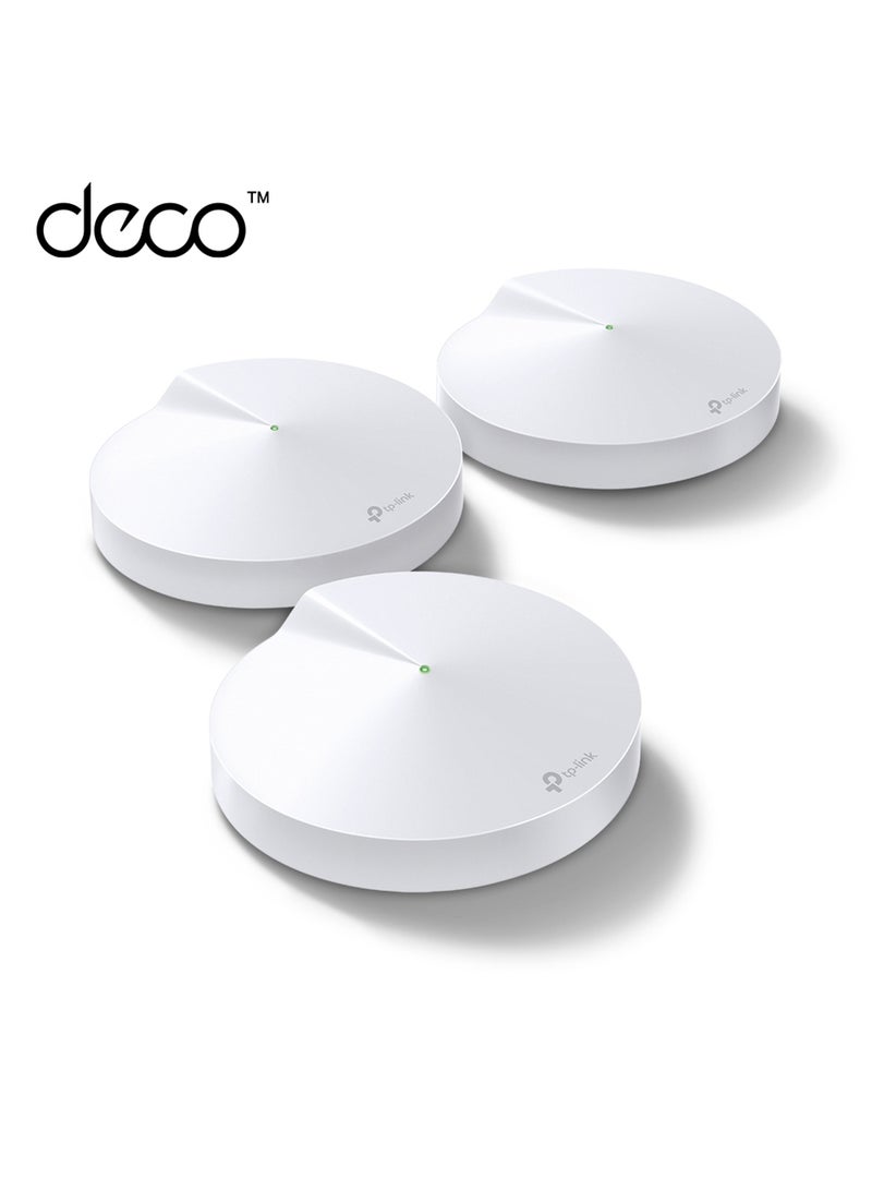 TP-LINK - Deco M5 (3-Pack) AC1300 Dual-Band Whole Home Mesh WiFi System, Coverage for 3-5 Bedroom Houses, 100 Devices Connectivity, Built-in Antivirus, Router/Extender Replacement, Parental Controls, Works with Alexa White - Image 1