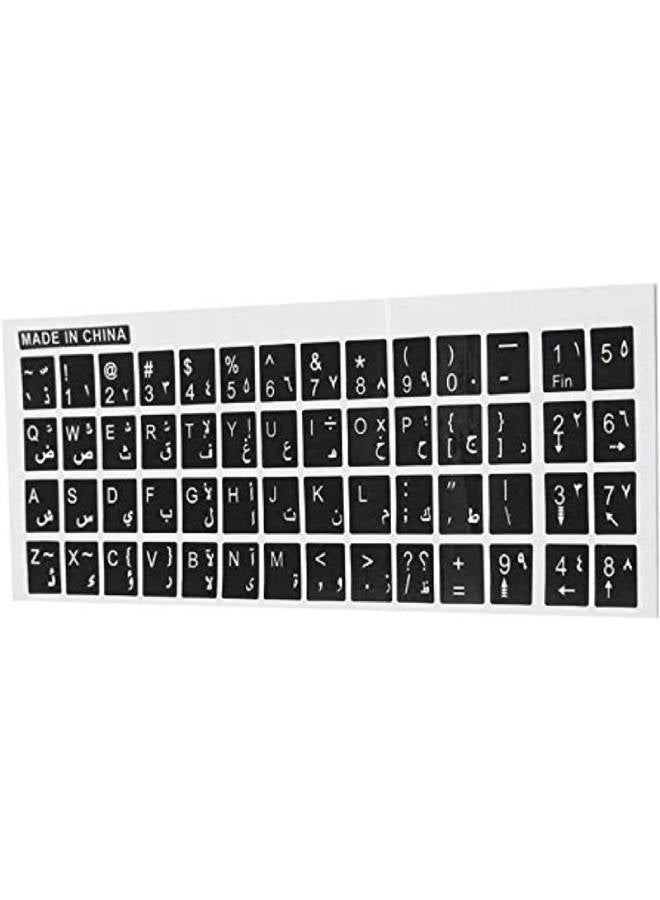 Keyboard Character Sticker - English/Arabic Black/White - Image 1