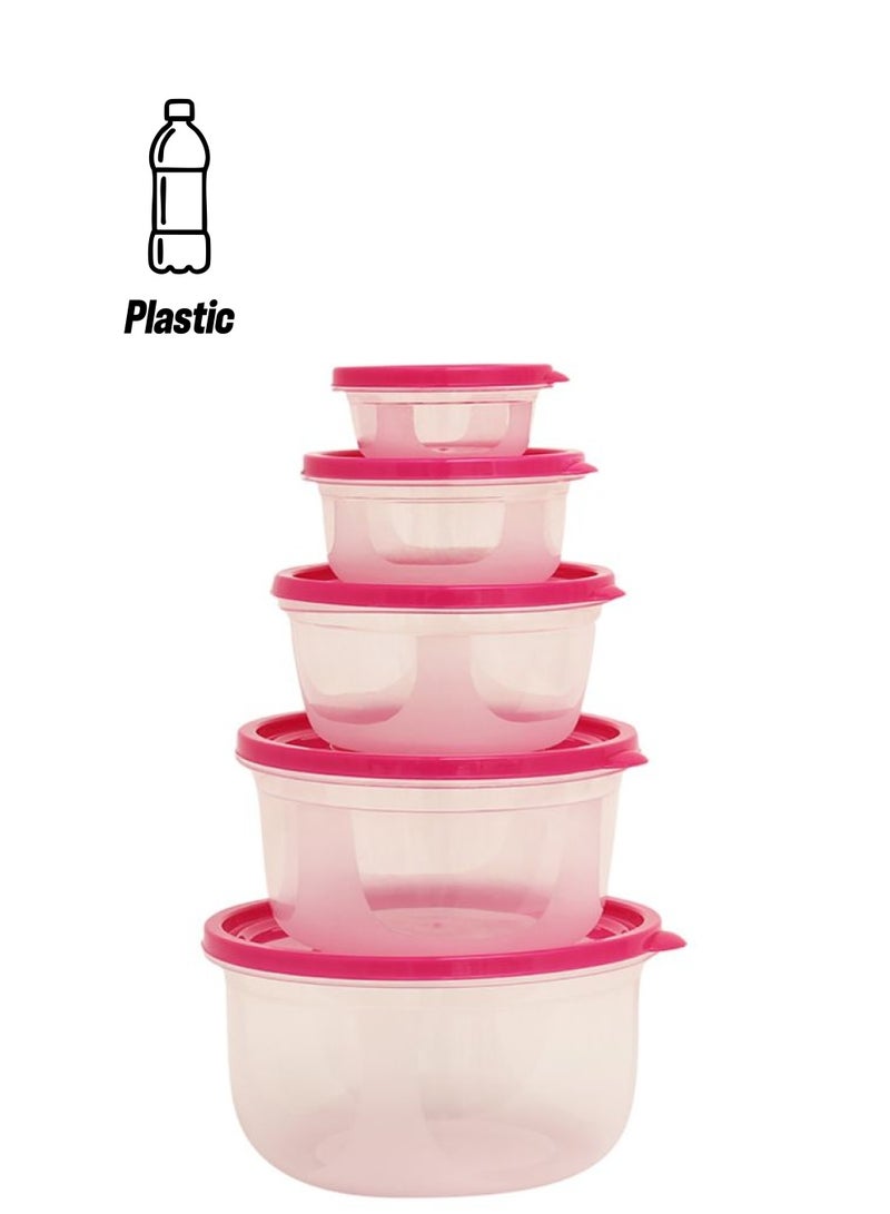 شاربدو طقم علب تخزين من 5 قطع الوردي/الشفاف