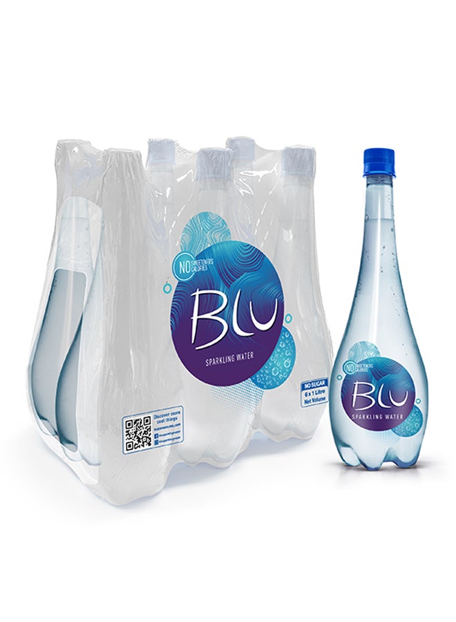 Blu Sparkling Water, No Added Sugar, Zero Calaroies 1Liters Pack of 6