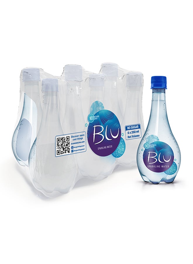Blu Sparkling Water No Added Sugar Zero Calaroies 250ml Pack of 6