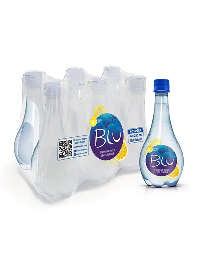 Blu Sparkling Lemon Water No Added Sugar Zero Calories Lemon 250ml Pack of 6
