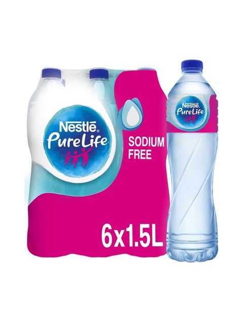 Pure Life, Low Sodium, Bottled Drinking Water 1.5Liters Pack of 6